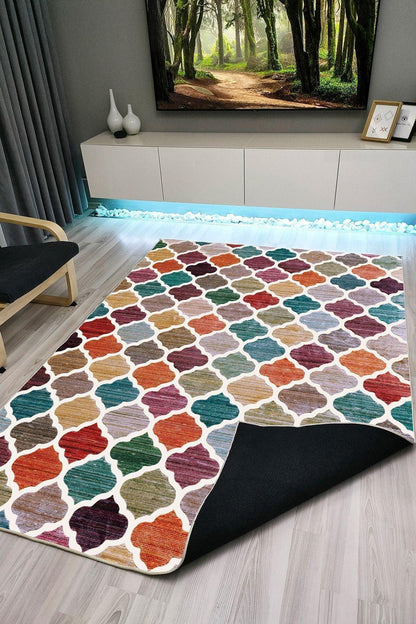 Halı Vagonu 1006 Multy Tonlarında Fas Kapısı Modelli Dekoratif Kaymaz Taban Halı - HALI VAGONU