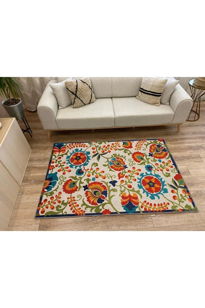 Halı Vagonu 11 Modern Stil Geniş Alan Halısı Çiçek Temalı Oturma Odası Yıkanabilen Dekoratif Halı - HALI VAGONU