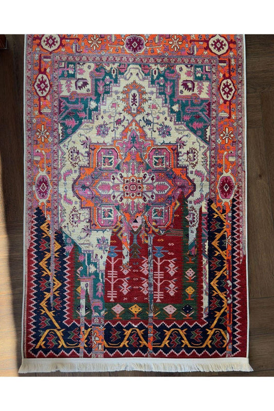Halı Vagonu 15 Sanatsal Artwork Stil Çok Renkli Vintage Dokuma Taban Halı - HALI VAGONU