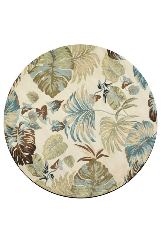 Halı Vagonu 154 Pastel Tonlar Çiçekli Floral Çok Renkli Dokuma Taban Yuvarlak Halı - HALI VAGONU