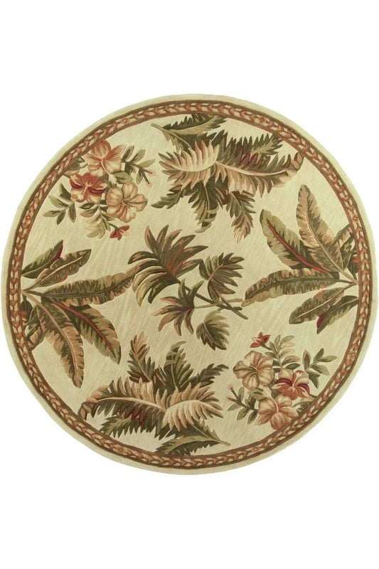 Halı Vagonu 156 Pastel Tonlar Çiçekli Floral Çok Renkli Dokuma Taban Yuvarlak Halı - HALI VAGONU