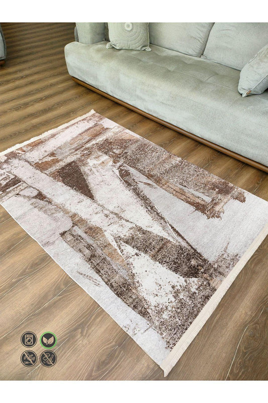 Halı Vagonu 16 Modern Stil Soyut Halısı Oturma Odası Yemek Odası Için Yıkanabilen Dekoratif Halı - HALI VAGONU