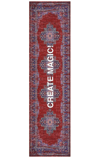 Halı Vagonu 190 Create Magic Yazılı Etnik Vintage Dokuma Taban Halı - HALI VAGONU