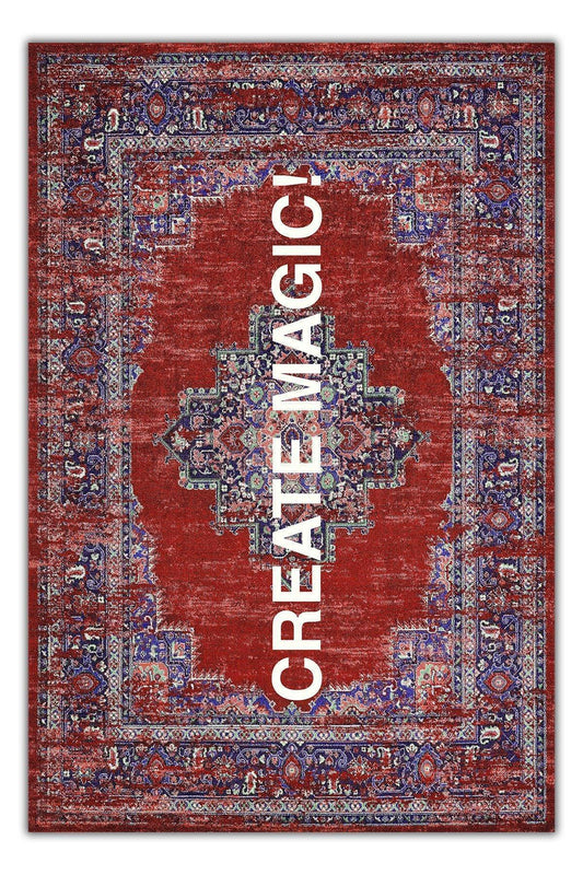 Halı Vagonu 190 Create Magic Yazılı Etnik Vintage Dokuma Taban Halı - HALI VAGONU