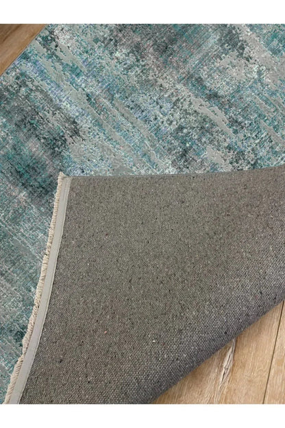 Halı Vagonu 2014 Turkuaz Tonunda Modern Desen Kaymaz Taban Dekoratif Halı - HALI VAGONU