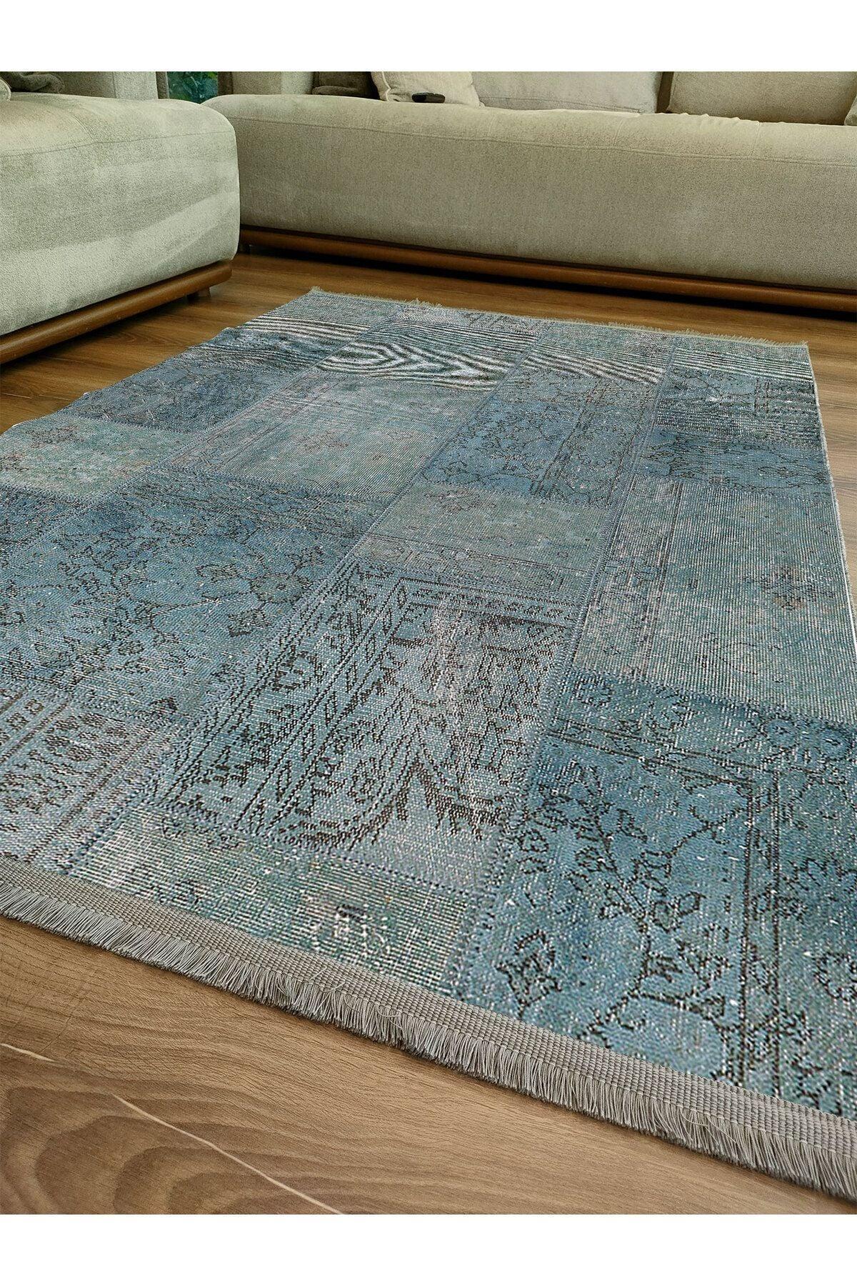 Halı Vagonu 2091 Patchwork Desenli Yıkanabilir Kaymaz Salon Halısı, Koridor Ve Mutfak Halısı - HALI VAGONU