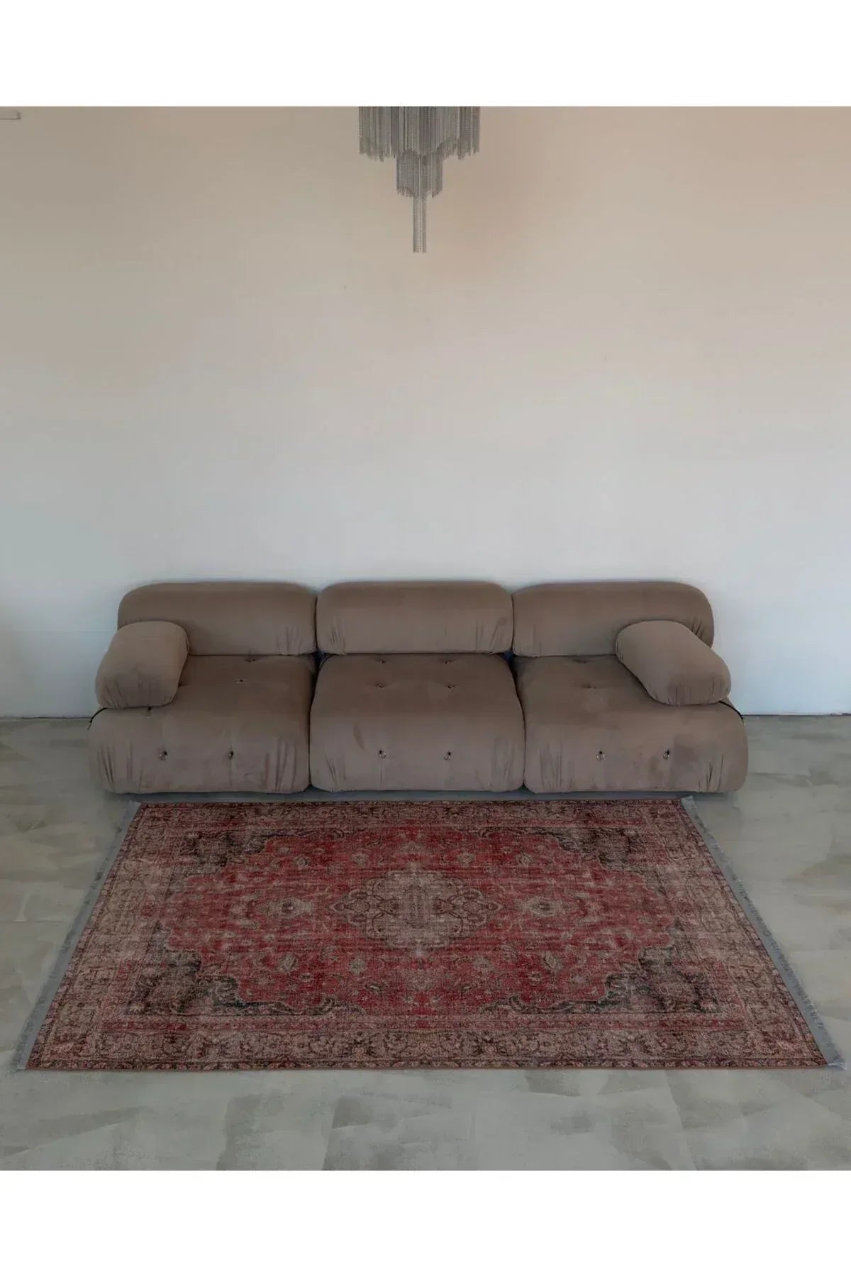 Halı Vagonu 2130 Kırmızı Gri Pastel Klasik Vintage Dokuma Taban Halı - HALI VAGONU