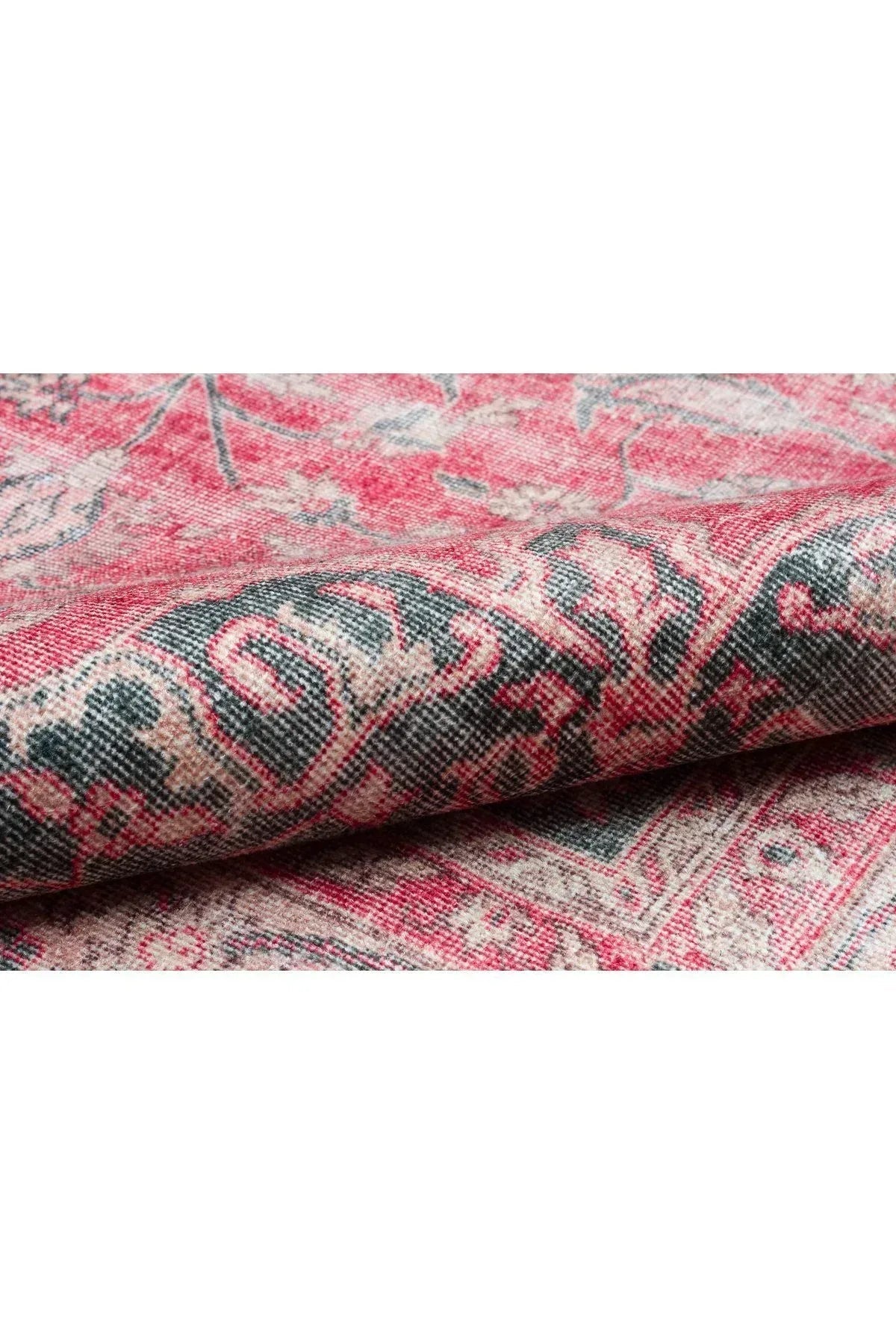 Halı Vagonu 2130 Kırmızı Gri Pastel Klasik Vintage Dokuma Taban Halı - HALI VAGONU