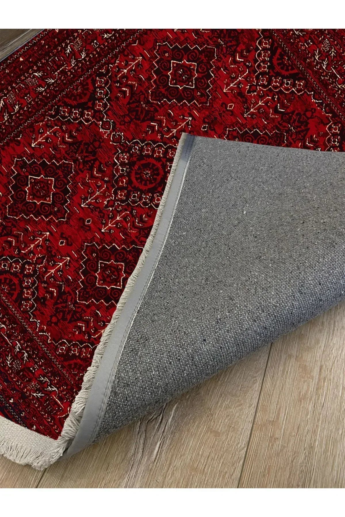 Halı Vagonu 2168 Bordo Tonlarında Geleneksel Klasik Yıkanabilen Dekoratif Halı - HALI VAGONU