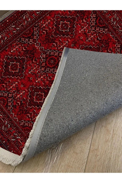 Halı Vagonu 2168 Bordo Tonlarında Geleneksel Klasik Yıkanabilen Dekoratif Halı - HALI VAGONU