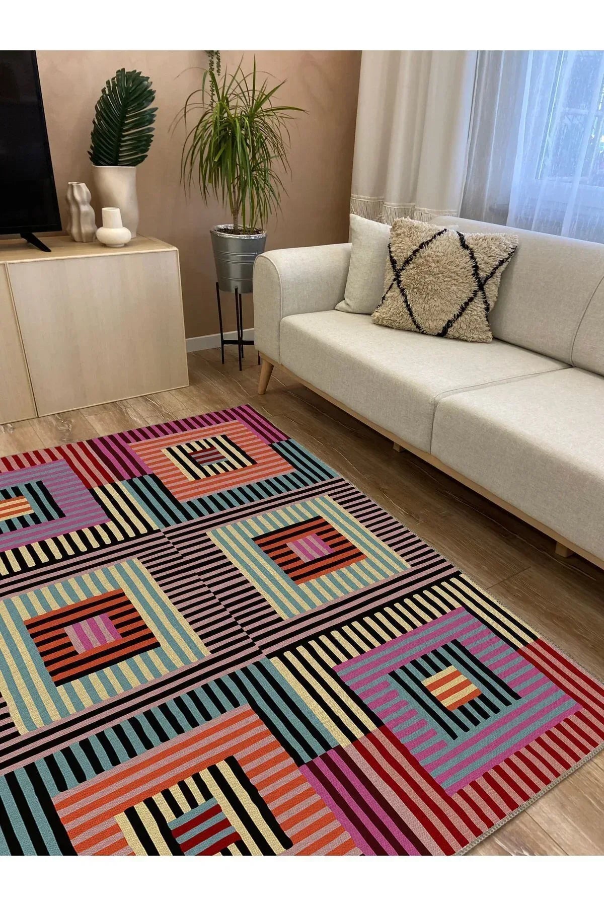 Halı Vagonu 50 Modern Stil Renkli Iskandinav Halı Ve Kilim Salon Halısı Yıkanabilen Dekoratif Halı - HALI VAGONU