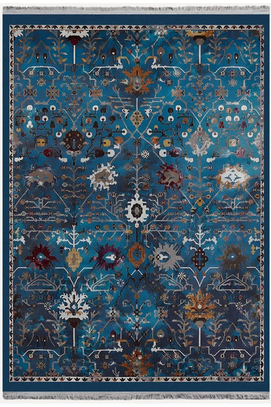 Halı Vagonu 52 Modern Stil Kreatif Lacivert Halı Ve Kilim Salon Halısı Yıkanabilen Dekoratif Halı - HALI VAGONU