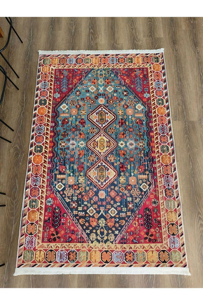 Halı Vagonu 53 Modern Stil Krem Tonların Da Ve Kilim Salon Halısı Yıkanabilen Dekoratif Halı - HALI VAGONU