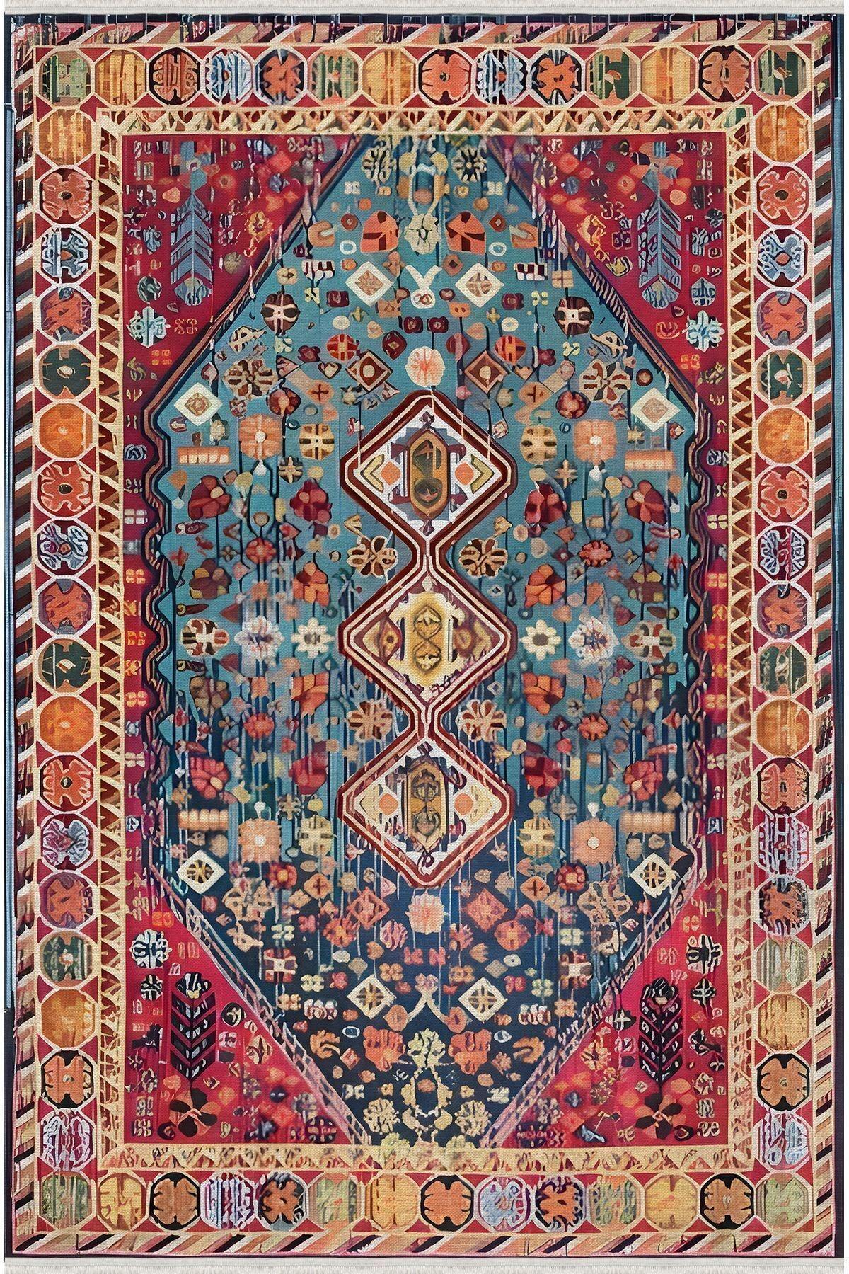 Halı Vagonu 53 Modern Stil Krem Tonların Da Ve Kilim Salon Halısı Yıkanabilen Dekoratif Halı - HALI VAGONU