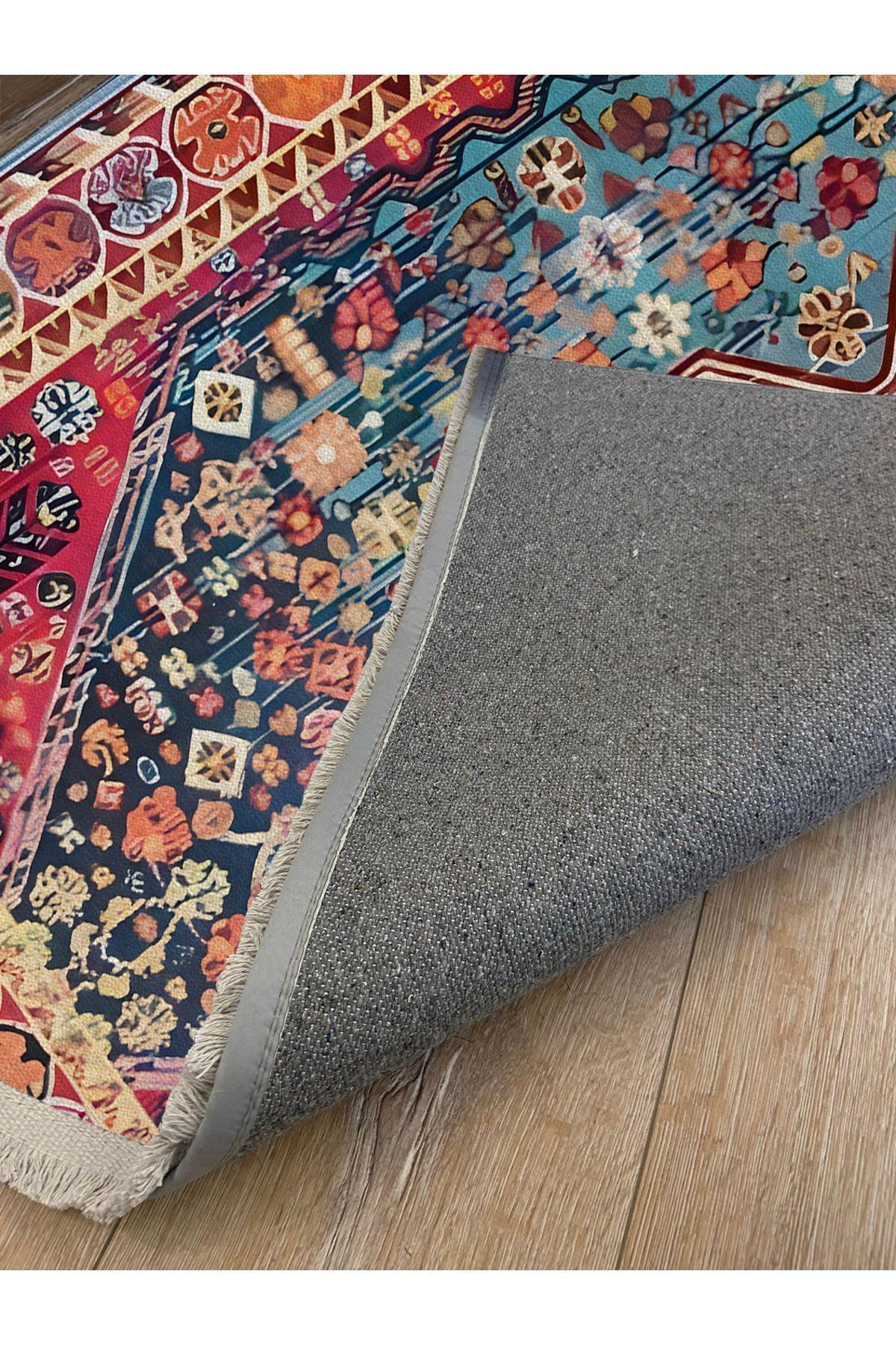 Halı Vagonu 53 Modern Stil Krem Tonların Da Ve Kilim Salon Halısı Yıkanabilen Dekoratif Halı - HALI VAGONU