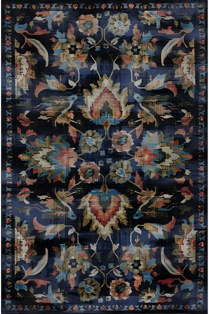 Halı Vagonu 58 Modern Stil Siyah Halı Ve Kilim Salon Halısı Saçaklı Yıkanabilen Halı - HALI VAGONU