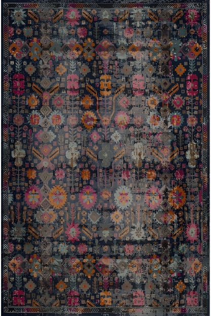 Halı Vagonu 59 Modern Stil Lacivert Halı Ve Kilim Salon Halıs Halı Saçaklı Yıkanabilen Halı - HALI VAGONU