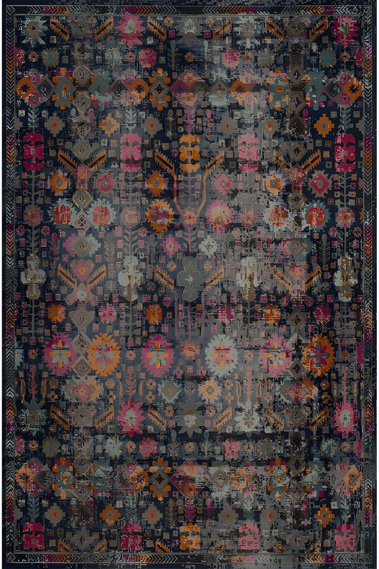 Halı Vagonu 59 Modern Stil Lacivert Halı Ve Kilim Salon Halıs Halı Saçaklı Yıkanabilen Halı - HALI VAGONU