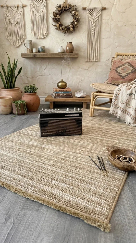 Halı Vagonu Alpaka 8001 Bej Sisal Dokuma Makine Halısı - HALI VAGONU