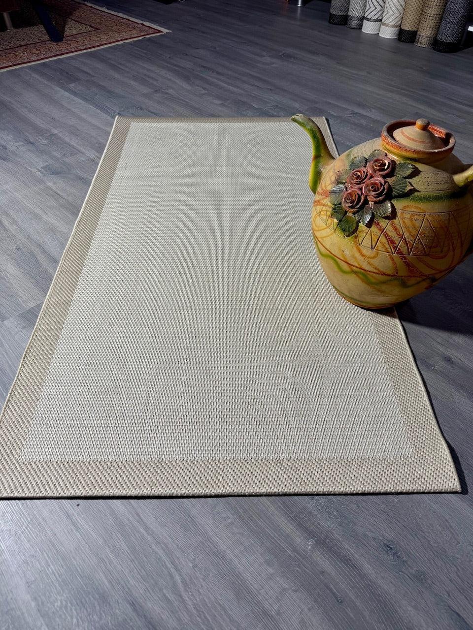 Halı Vagonu JS9327 Jüt Sisal Halı - Kaymaz Taban, Dayanıklı, Tozsuz ve Hav Yapmaz Bej Renk - HALI VAGONU