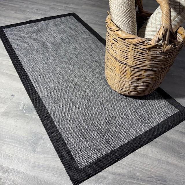 Halı Vagonu JS9714 Jüt Sisal Halı - Füme Siyah, Kaymaz ve Dayanıklı, Hav Yapmaz - HALI VAGONU