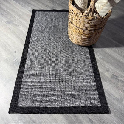 Halı Vagonu JS9714 Jüt Sisal Halı - Füme Siyah, Kaymaz ve Dayanıklı, Hav Yapmaz - HALI VAGONU