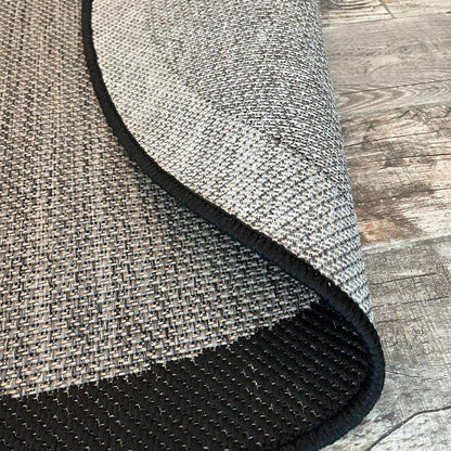 Halı Vagonu JS9715 Jüt Sisal Halı, Gri Siyah, Kaymaz, Dayanıklı ve Hav Yapmaz - HALI VAGONU