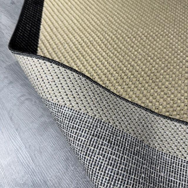 Halı Vagonu JS9716 Jüt Sisal Halı, Bej Siyah, Kaymaz Taban, Dayanıklı ve Hav Yapmaz - HALI VAGONU