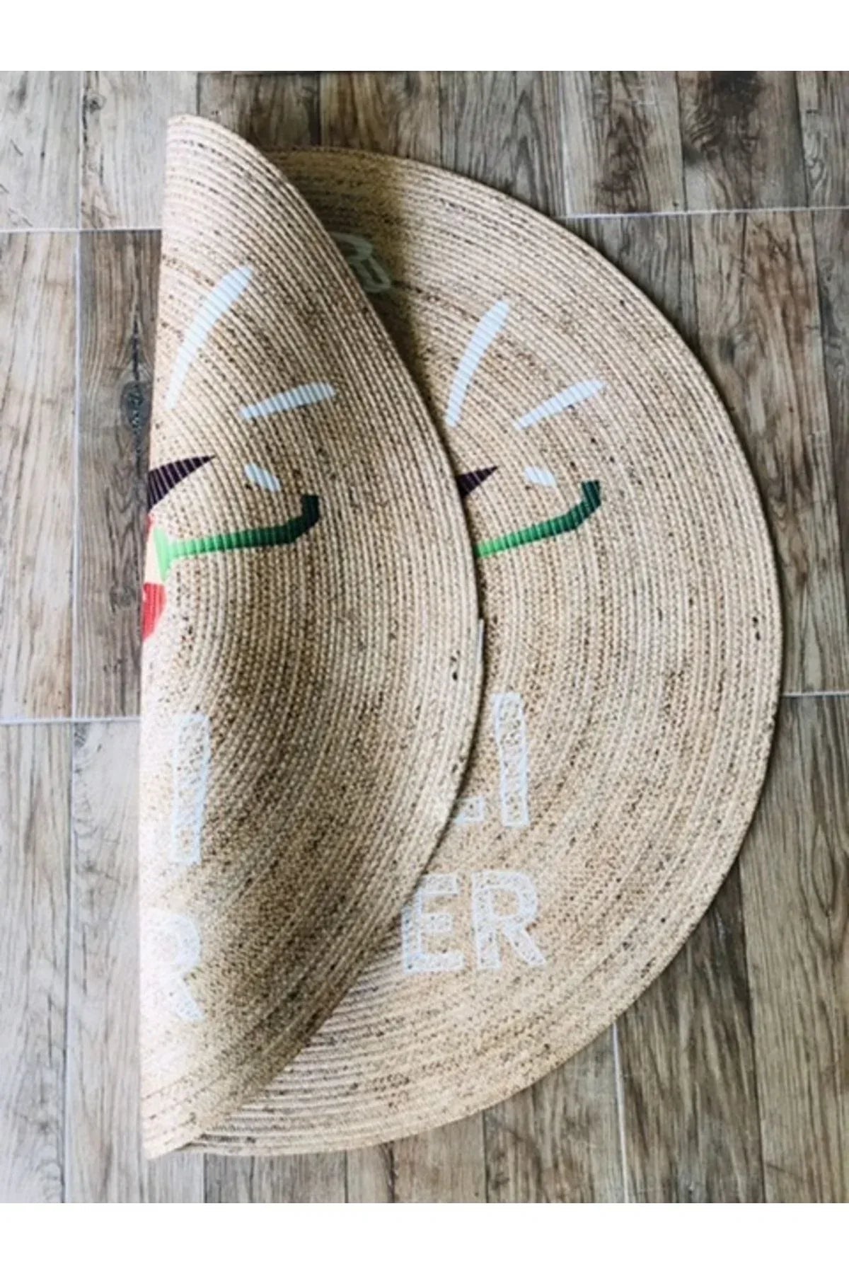Halı Vagonu Şili Biberi Yuvarlak Jüt Örme Hasır Halı/Kilim HV - JH - 07 - HALI VAGONU