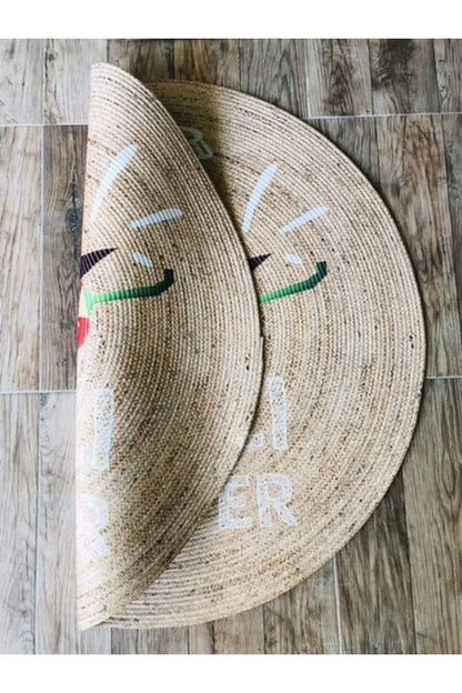Halı Vagonu Şili Biberi Yuvarlak Jüt Örme Hasır Halı/Kilim HV - JH - 07 - HALI VAGONU