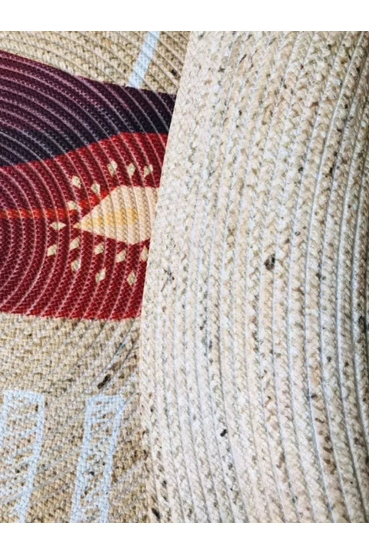 Halı Vagonu Şili Biberi Yuvarlak Jüt Örme Hasır Halı/Kilim HV - JH - 07 - HALI VAGONU