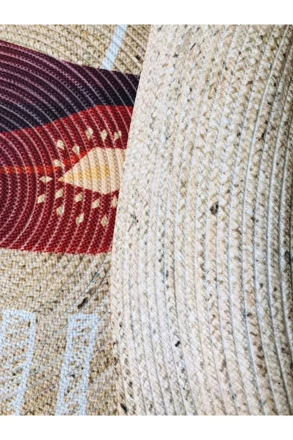Halı Vagonu Şili Biberi Yuvarlak Jüt Örme Hasır Halı/Kilim HV - JH - 07 - HALI VAGONU