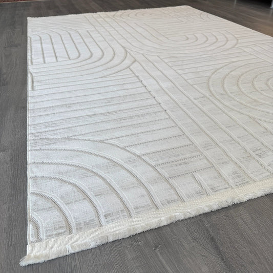 Halı Vagonu Zen Koleksiyonu ZEN - S100 Krem İnce Yıkanabilir Kaymaz Tabanlı Makine Halısı - HALI VAGONU
