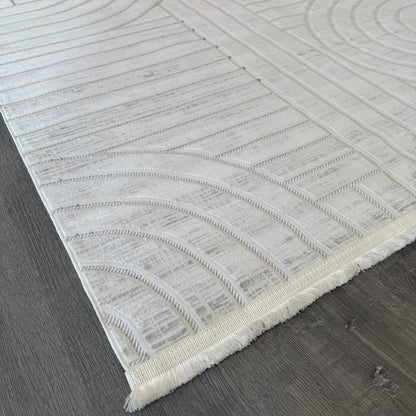 Halı Vagonu Zen Koleksiyonu ZEN - S100 Krem İnce Yıkanabilir Kaymaz Tabanlı Makine Halısı - HALI VAGONU