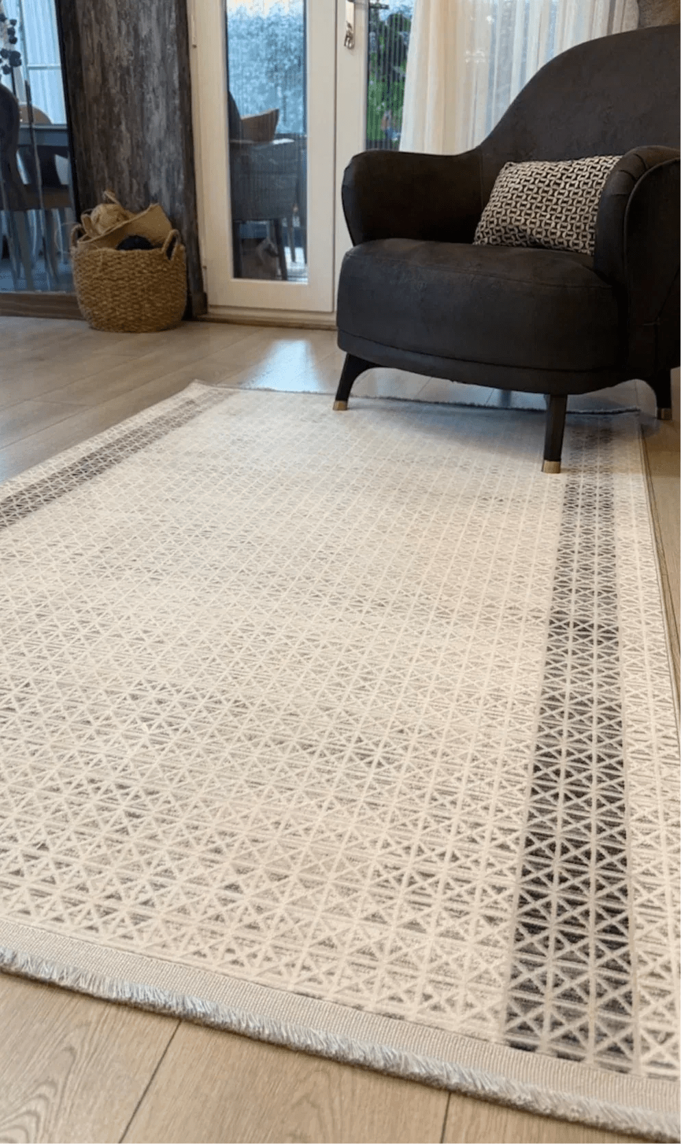 Halı Vagonu Zen Koleksiyonu ZEN03 Gri Beyaz İnce Yıkanabilir Kaymaz Tabanlı Makine Halısı - HALI VAGONU