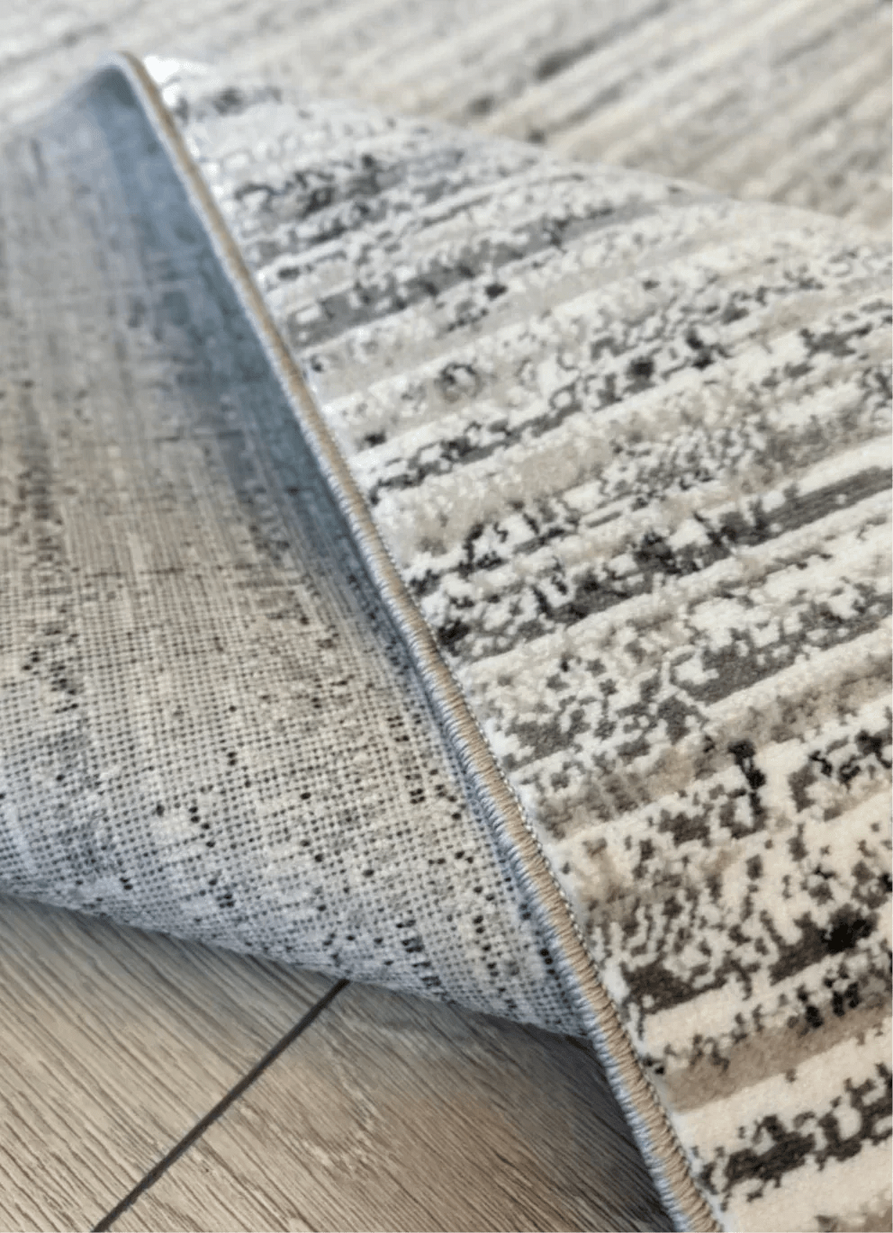 Halı Vagonu Zen Koleksiyonu ZEN04 Gri Beyaz İnce Yıkanabilir Kaymaz Tabanlı Makine Halısı - HALI VAGONU