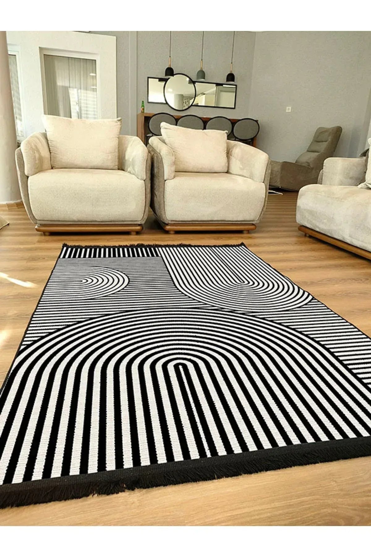 Halı Vagonu130 Iskandinav Modern Halı Dekoratif Salon Halısı Saçaklı Yıkanabilen Halı - HALI VAGONU