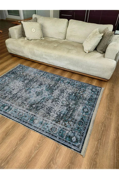 Halı Vagonu85 Etnik Desenli Yıkanabilir Kaymaz Tabanlı Salon Halısı, Koridor Ve Mutfak Halısı - HALI VAGONU