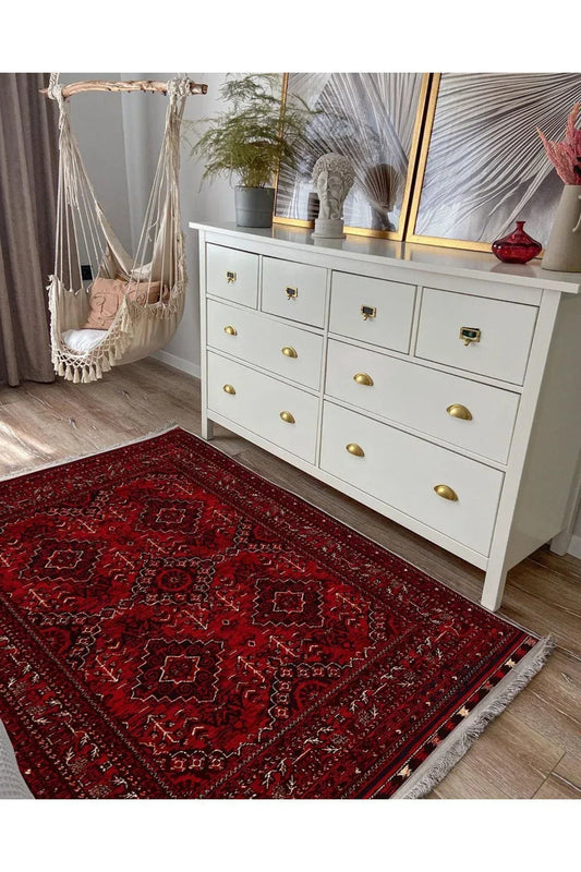 Halı Vagonus 2168 Otantik Desenli Yıkanabilir Kaymaz Tabanlı Salon Halısı, Koridor Ve Mutfak Halısı - HALI VAGONU