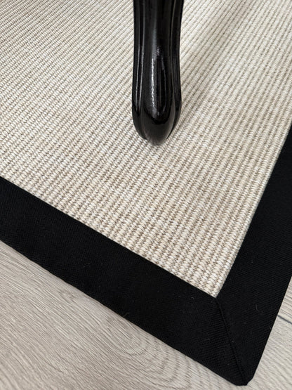 Himalaya 663 Krem - Siyah Kumaş Bordürlü Sisal Halı - HVHB49 - HALI VAGONU