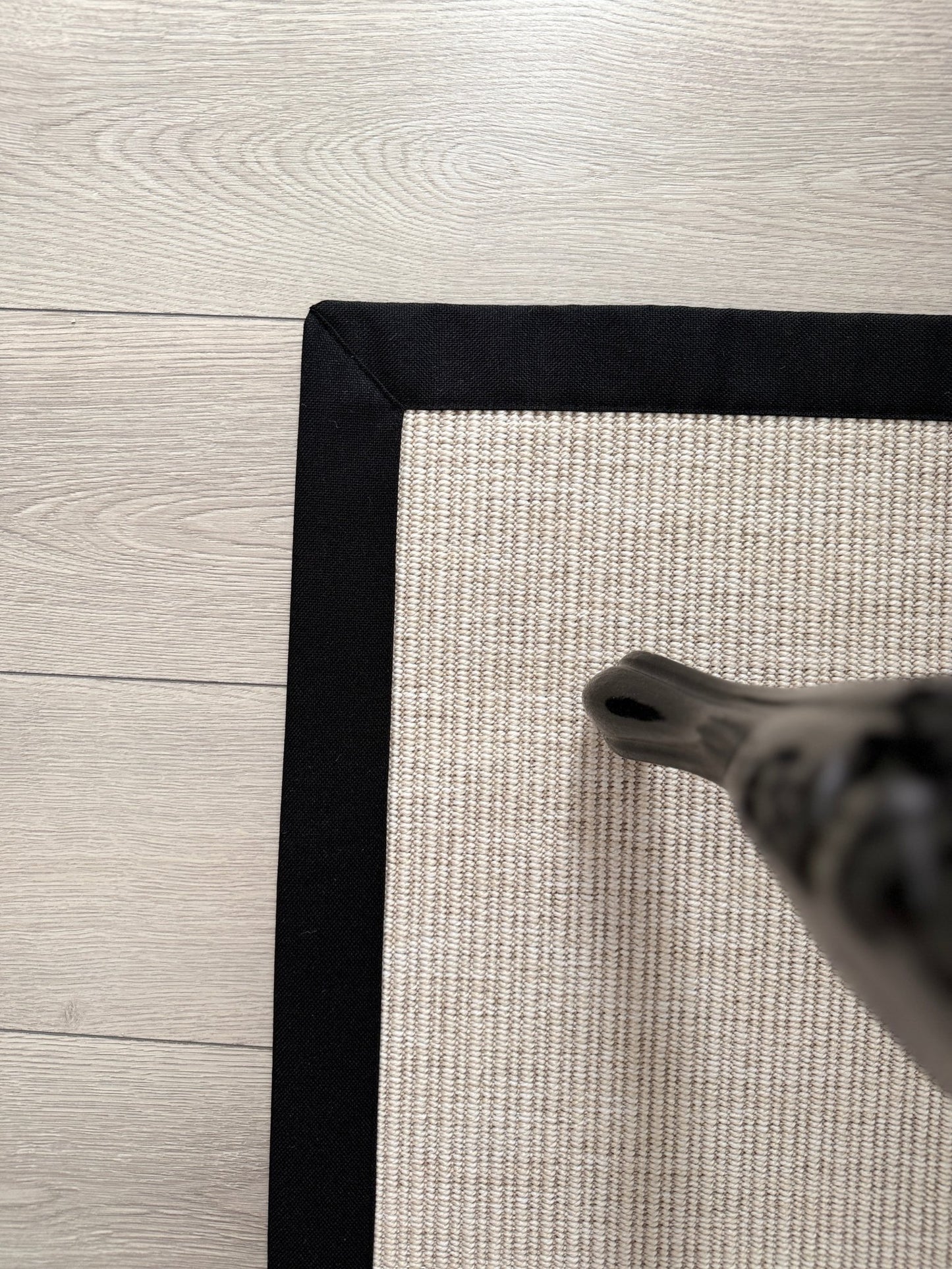 Himalaya 663 Krem - Siyah Kumaş Bordürlü Sisal Halı - HVHB49 - HALI VAGONU
