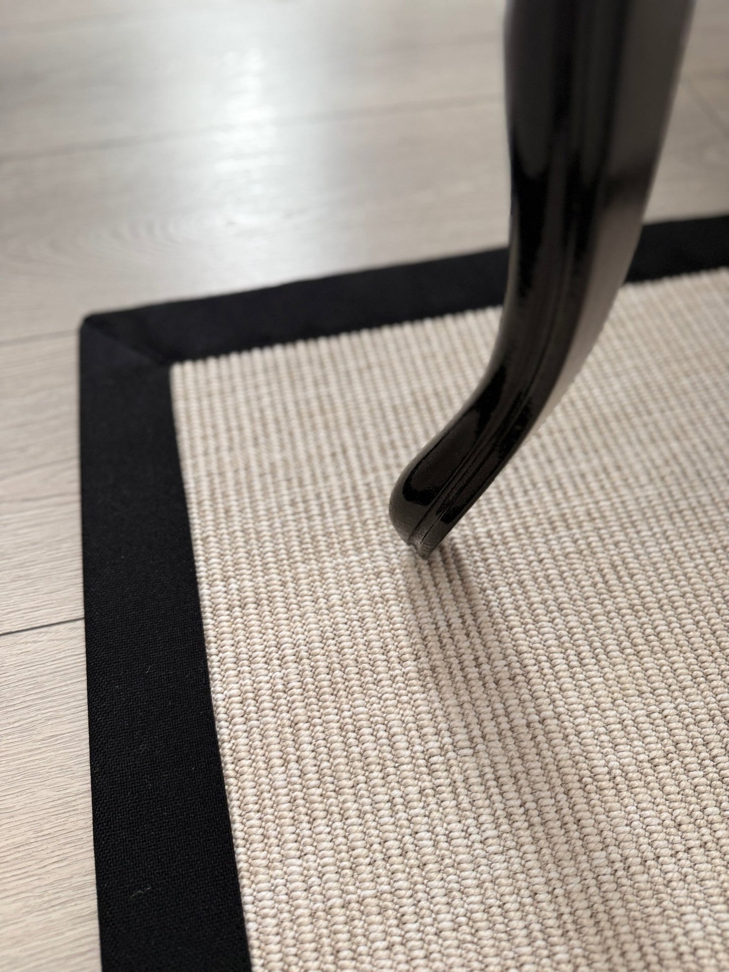 Himalaya 663 Krem - Siyah Kumaş Bordürlü Sisal Halı - HVHB49 - HALI VAGONU