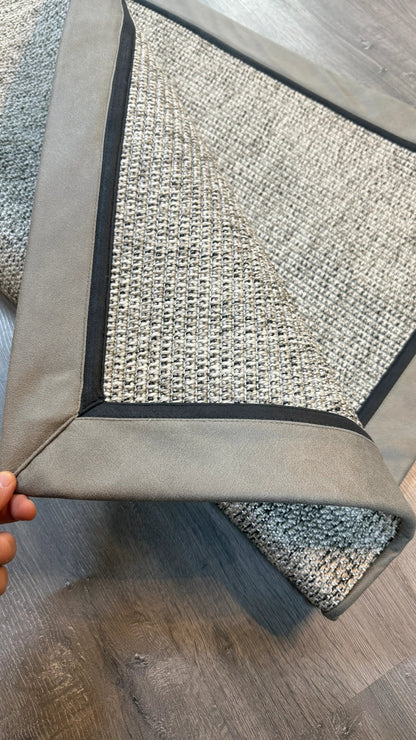 Himalaya 664 Gri Zemin - Vizon Antrasit Çift Renk Deri Bordürlü Sisal Halı - HVHB35 - HALI VAGONU