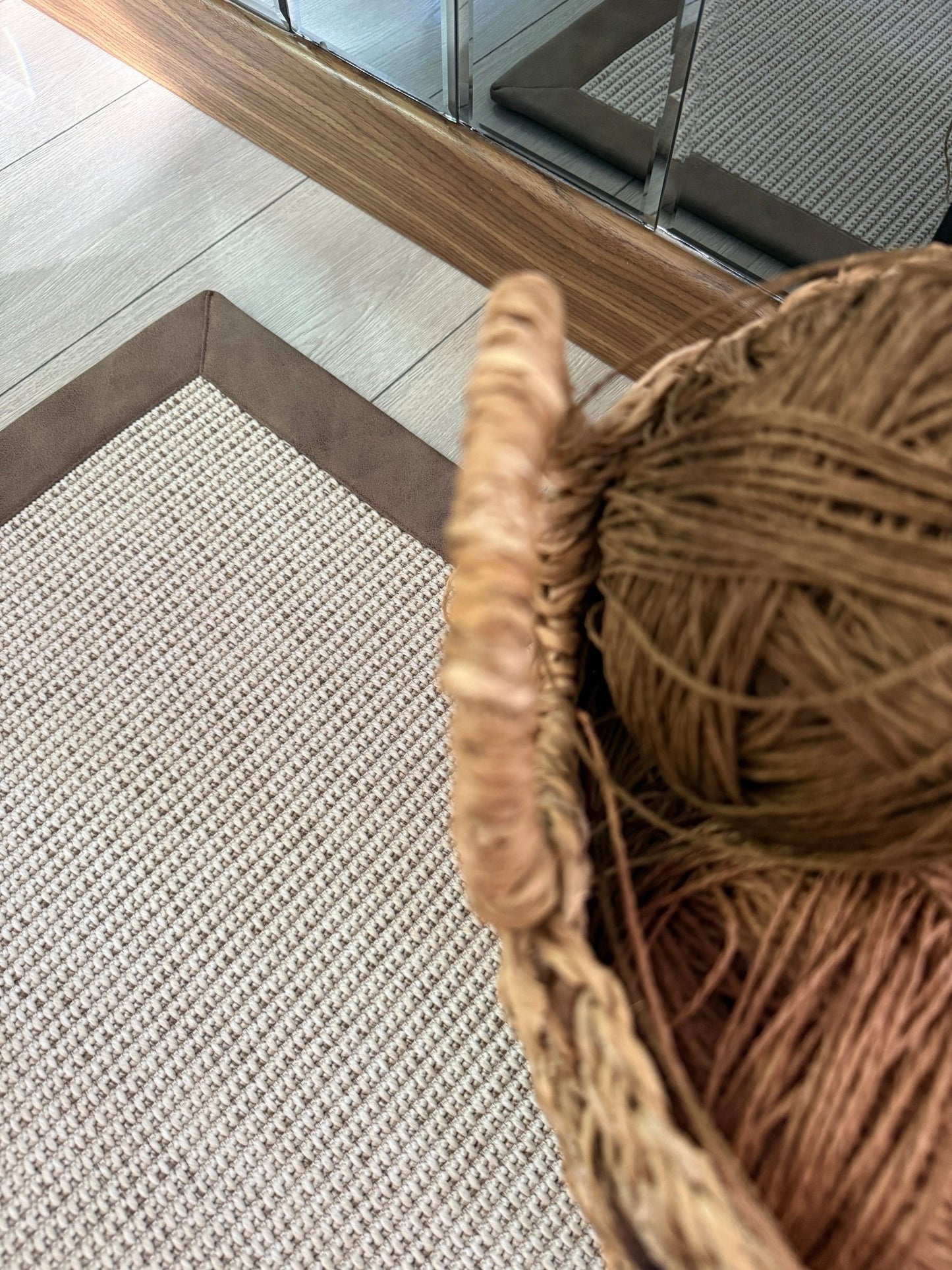 Himalaya 664 Krem - Kahve Deri Bordürlü Sisal Halı - El Yapımı, Dayanıklı, Modern Tasarım - HVHB48 C507 - HALI VAGONU