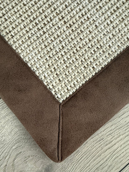 Himalaya 664 Krem - Kahve Deri Bordürlü Sisal Halı - El Yapımı, Dayanıklı, Modern Tasarım - HVHB48 C507 - HALI VAGONU