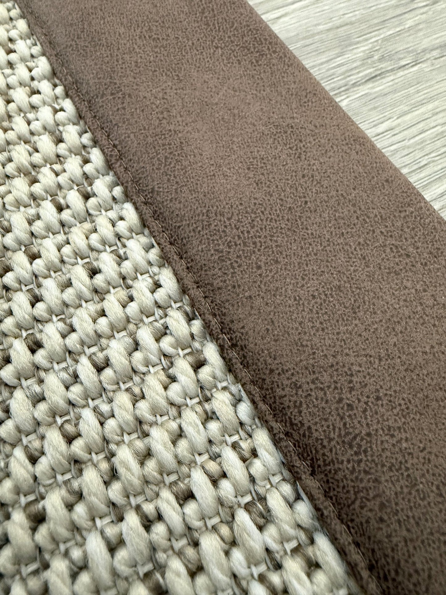 Himalaya 664 Krem - Kahve Deri Bordürlü Sisal Halı - El Yapımı, Dayanıklı, Modern Tasarım - HVHB48 C507 - HALI VAGONU