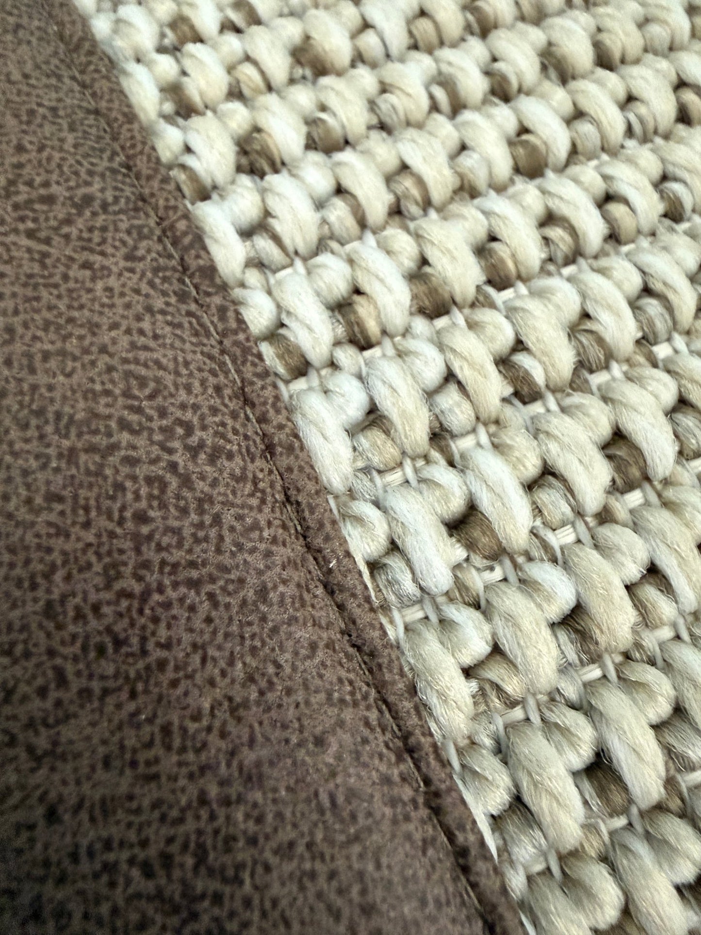 Himalaya 664 Krem - Kahve Deri Bordürlü Sisal Halı - El Yapımı, Dayanıklı, Modern Tasarım - HVHB48 C507 - HALI VAGONU