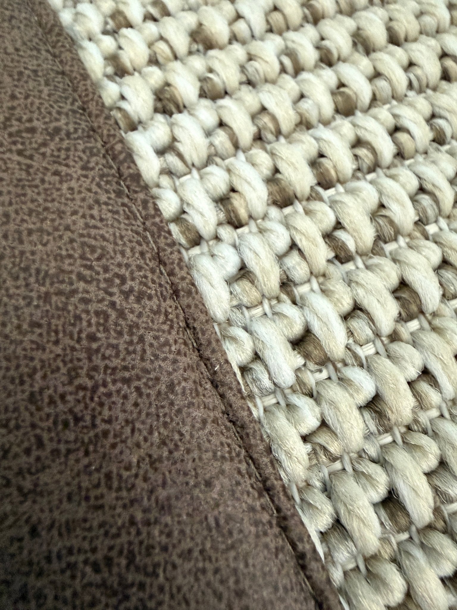 Himalaya 664 Krem - Kahve Deri Bordürlü Sisal Halı - El Yapımı, Dayanıklı, Modern Tasarım - HVHB48 C507 - HALI VAGONU