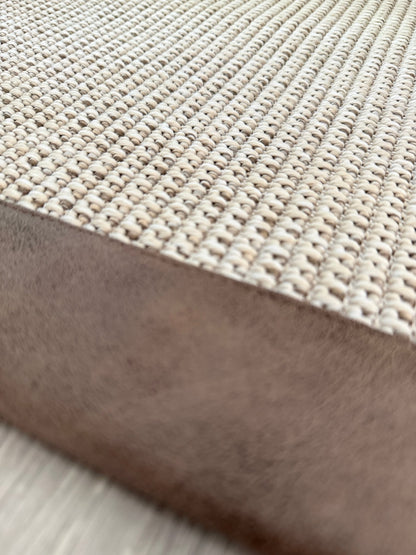 Himalaya 664 Krem - Kahve Deri Bordürlü Sisal Halı - El Yapımı, Dayanıklı, Modern Tasarım - HVHB48 C507 - HALI VAGONU