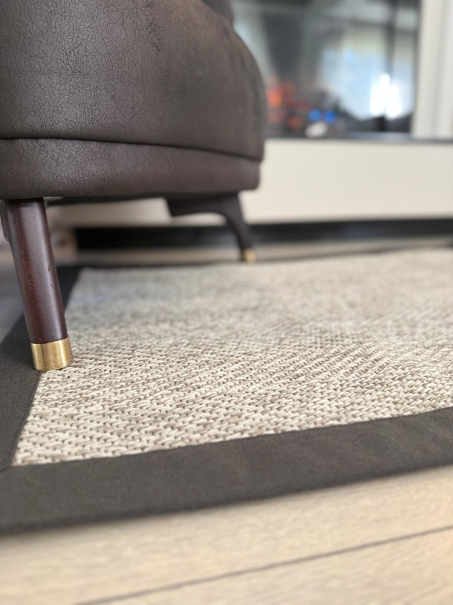 Himalaya 665 Gri Antrasit Kumaş Bordürlü Sisal Halı HVHB43 - HALI VAGONU